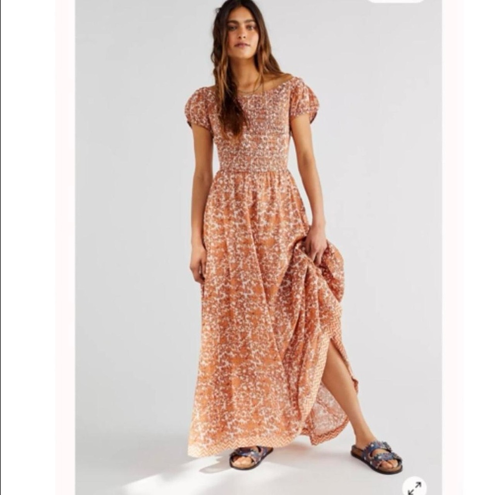Free People Rust and Cream Floral Maxi Dress - Picture 3 of 7